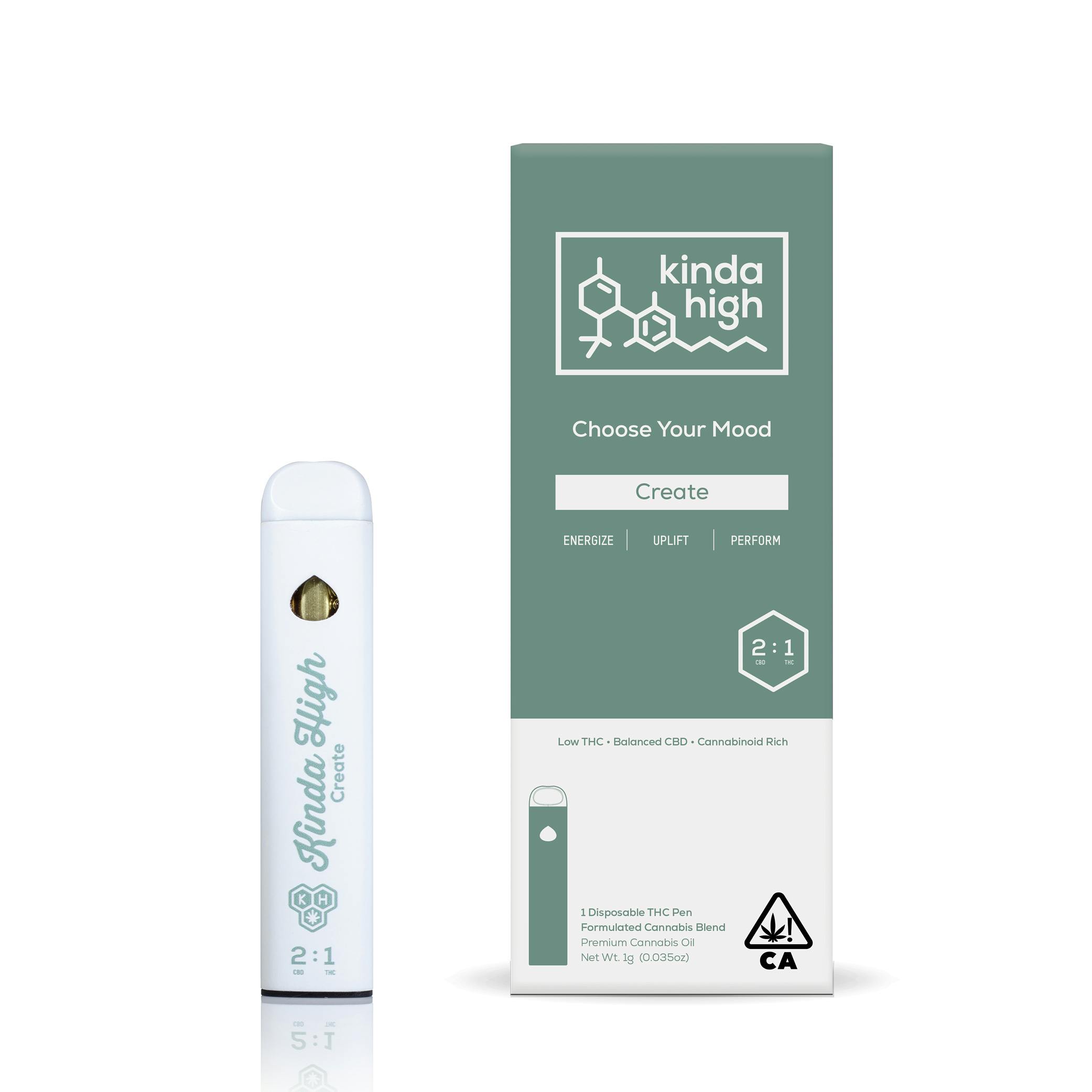 Kinda High - Create 2:1 CBD/THC - 1 Gram Disposable Pen