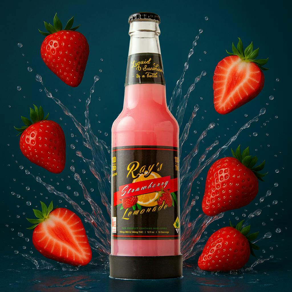 Ray's Lemonade | Strawberry | Carbonated | 100mg | 12 fl oz at Island Herb