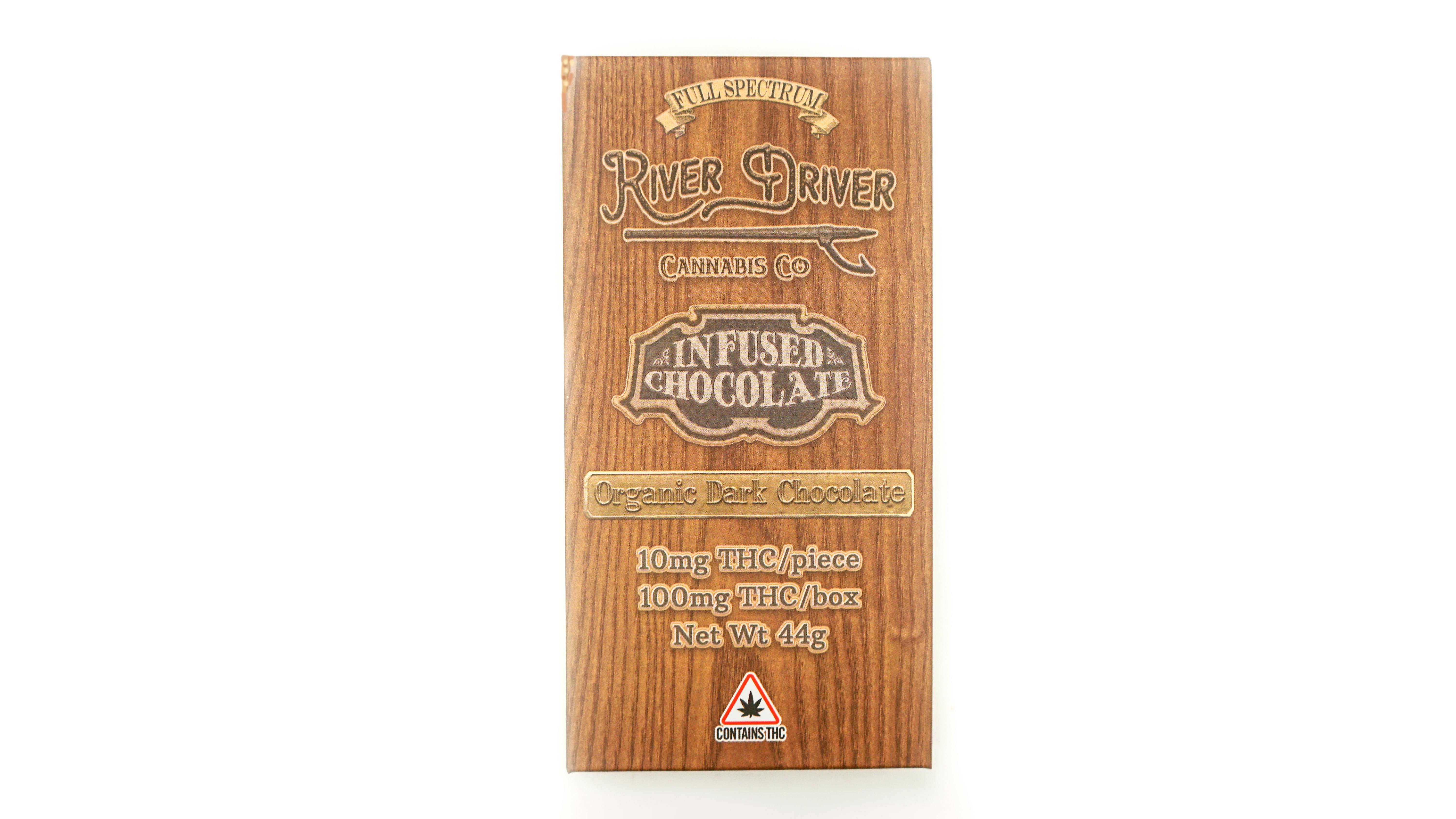 Dark Chocolate Bar (100mg) Organic 72% Cacao by River Driver Cannabis Co