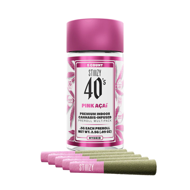 STIIIZY - PINK ACAI - .5G 40's Infused Preroll 5 Pack, Infused Pre-Rolls