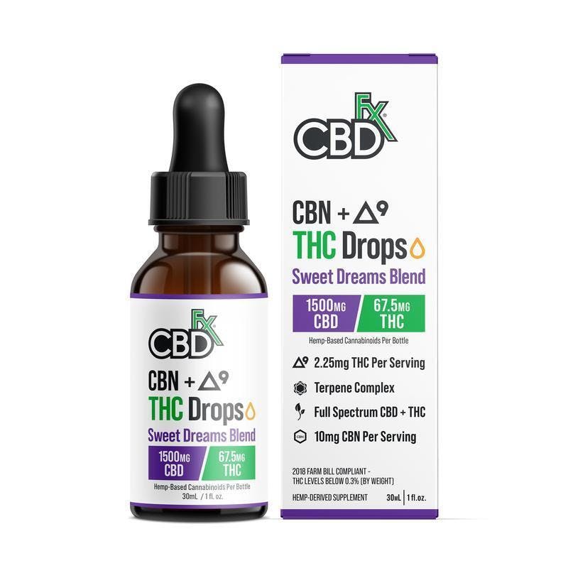 CBN + Delta-9 THC Drops: Sweet Dreams Blend - 30ml - 1500mg - CBDfx