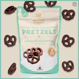 Dark Mint Chocolate Covered Pretzels 300mg THC - Kind Farms Confections