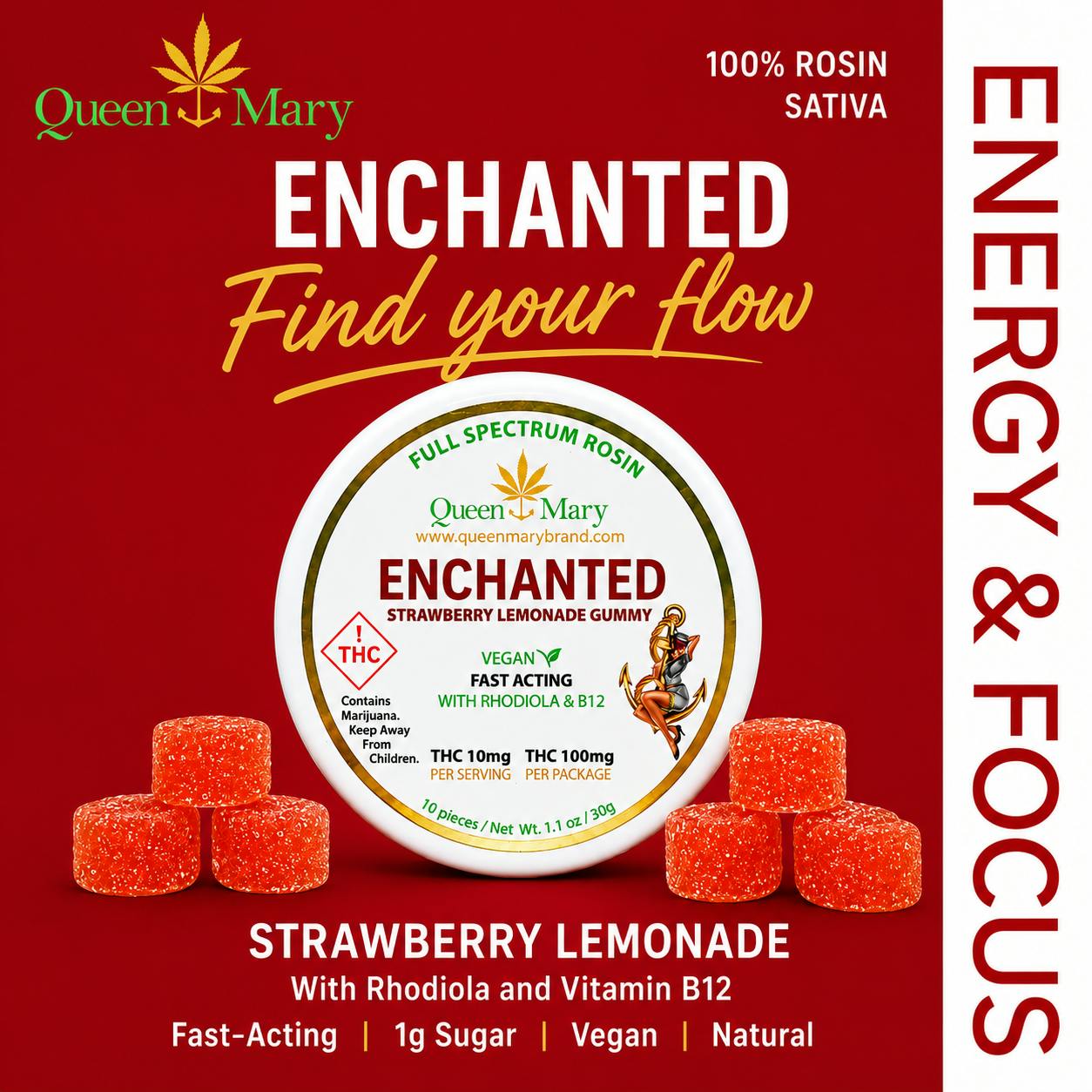 ENCHANTED –Mood + Focus + Productivity Gummy 10pk (100mg THC): Blue Dream