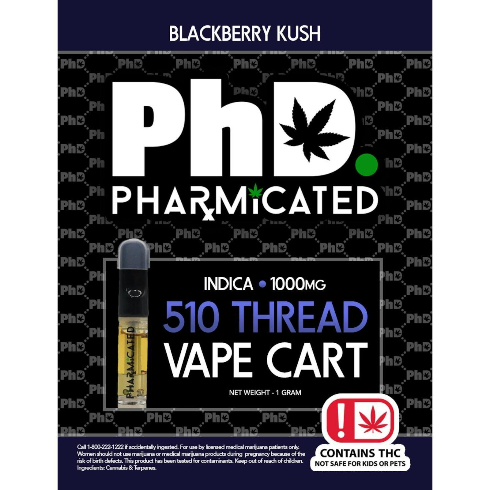 Pharmicated 510 Thread Vape Cart - 1000 mg - Blackberry Kush (I)