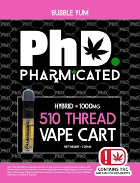 Pharmicated 510 Thread Vape Cart - 1000 mg - Bubble Yum (H)