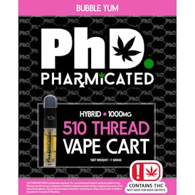 Pharmicated 510 Thread Vape Cart - 1000 mg - Bubble Yum (H)