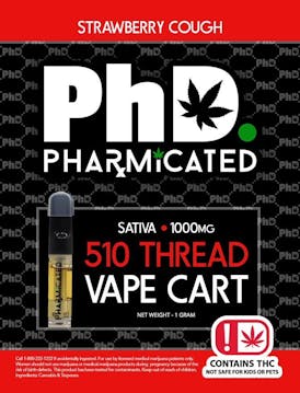 Pharmicated 510 Thread Vape Cart - 1000 mg - Strawberry Cough (S)