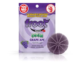 Froot Sour Grape Gummy - 100mg Single Cut-to-dose