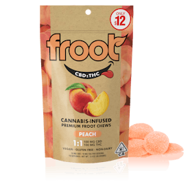 Froot Peach 1:1 CBD:THC Gummies - 100mg CBD: 100mg THC