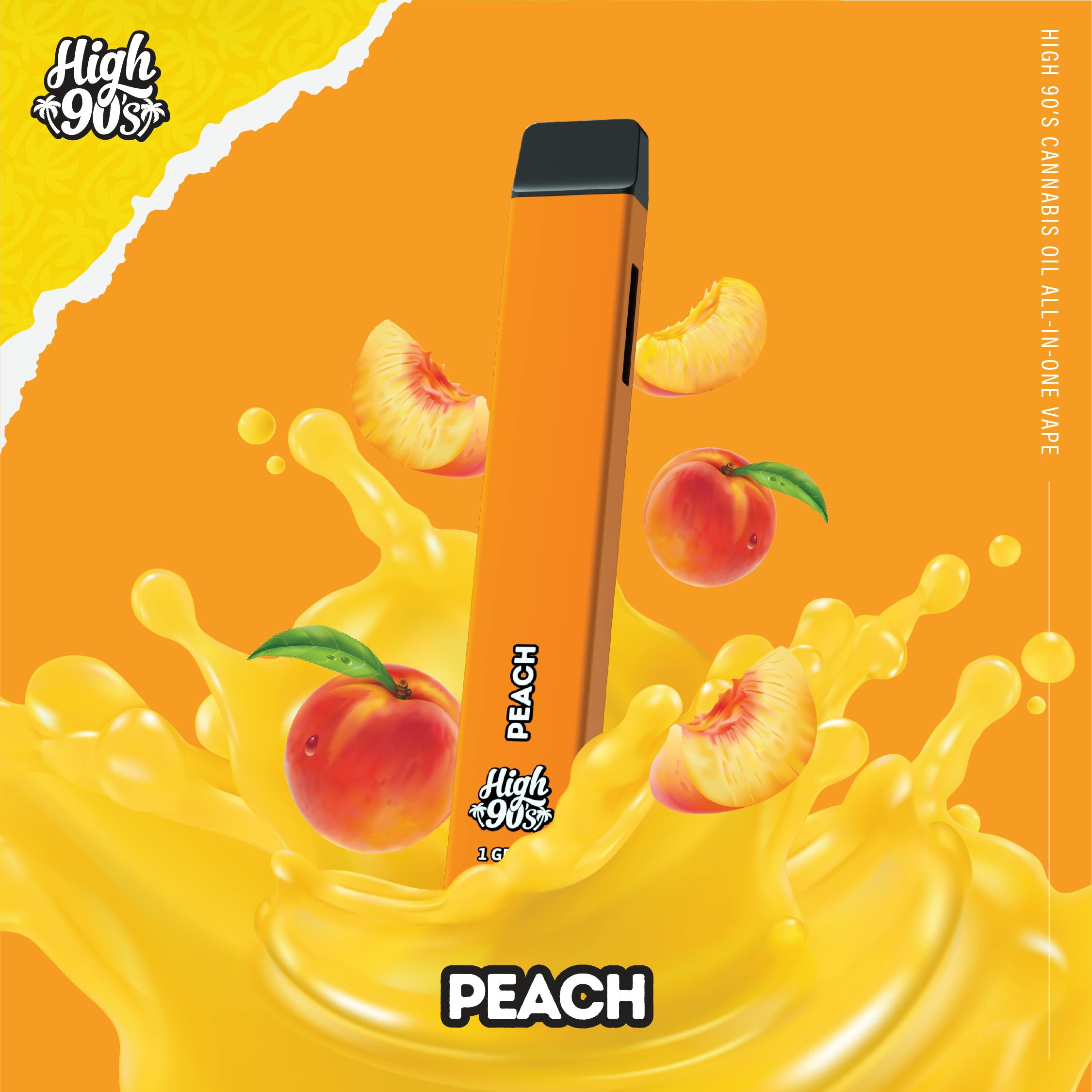 High 90s : Peach 1g All-In-One Vape - HIGH 90s