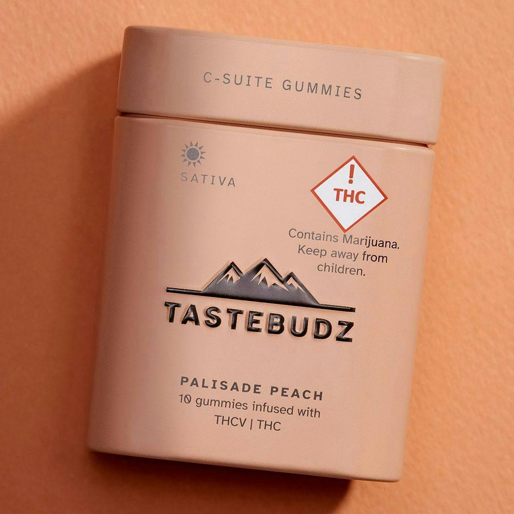 Palisade Peach Rosin Gummies | THCV | THC | 100mg by TasteBudz