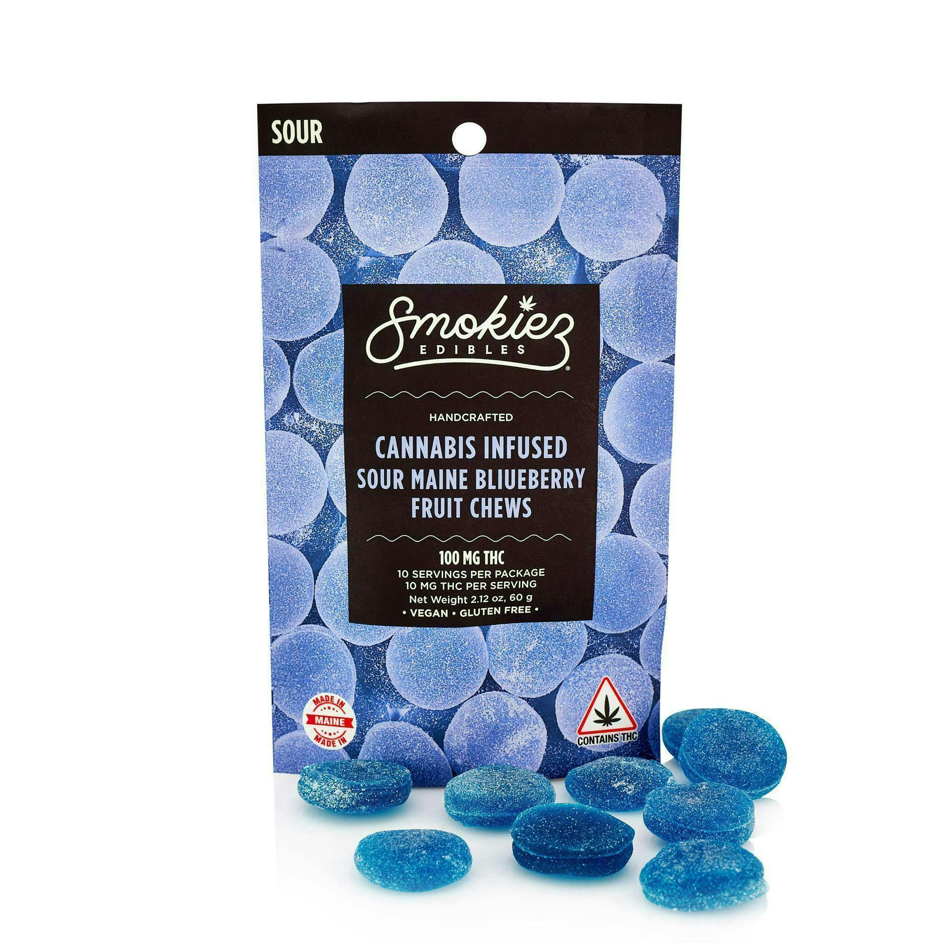 Sour Maine Blueberry Gummies | 100mg | 10ct | 10mg/ea at Smoke On The Water / Mt. Tom Therapeutics