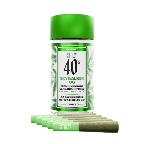 STIIIZY - SKYWALKER OG - .5G 40's Infused Preroll 5 Pack, Infused Pre-Rolls