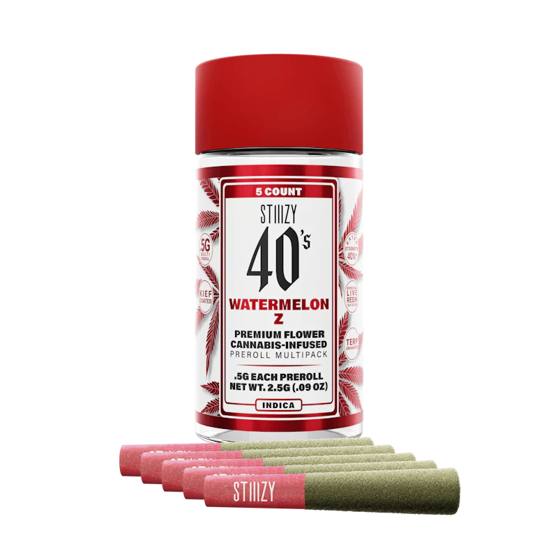 STIIIZY - WATERMELON Z - .5G 40's Infused Mini Preroll 5 Pack, Infused Pre-Rolls