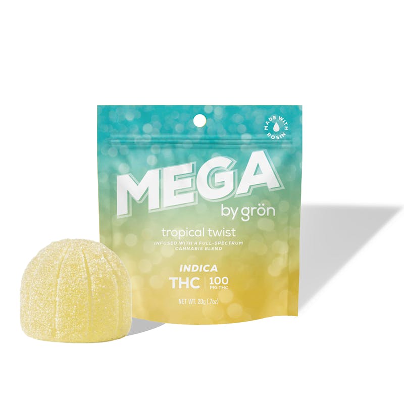 Grön THC Tropical Twist Mega Pearl - Indica - 100MG - 1pk