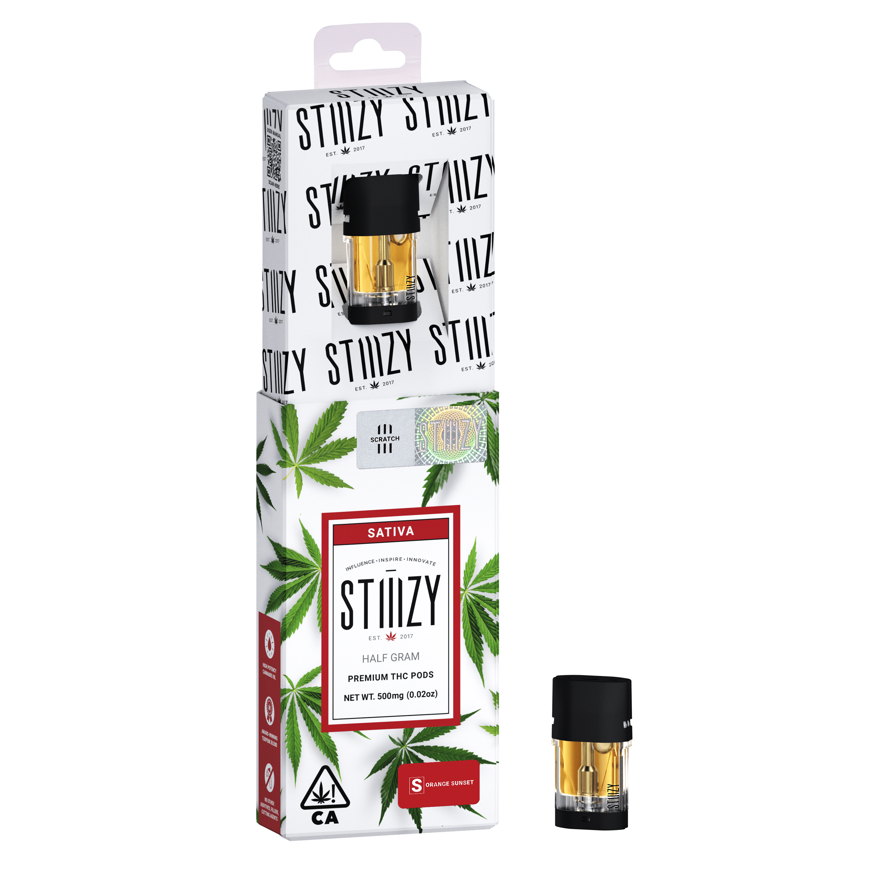 Vape Cartridge - ORANGE SUNSET .5G Original THC Pod - STIIIZY