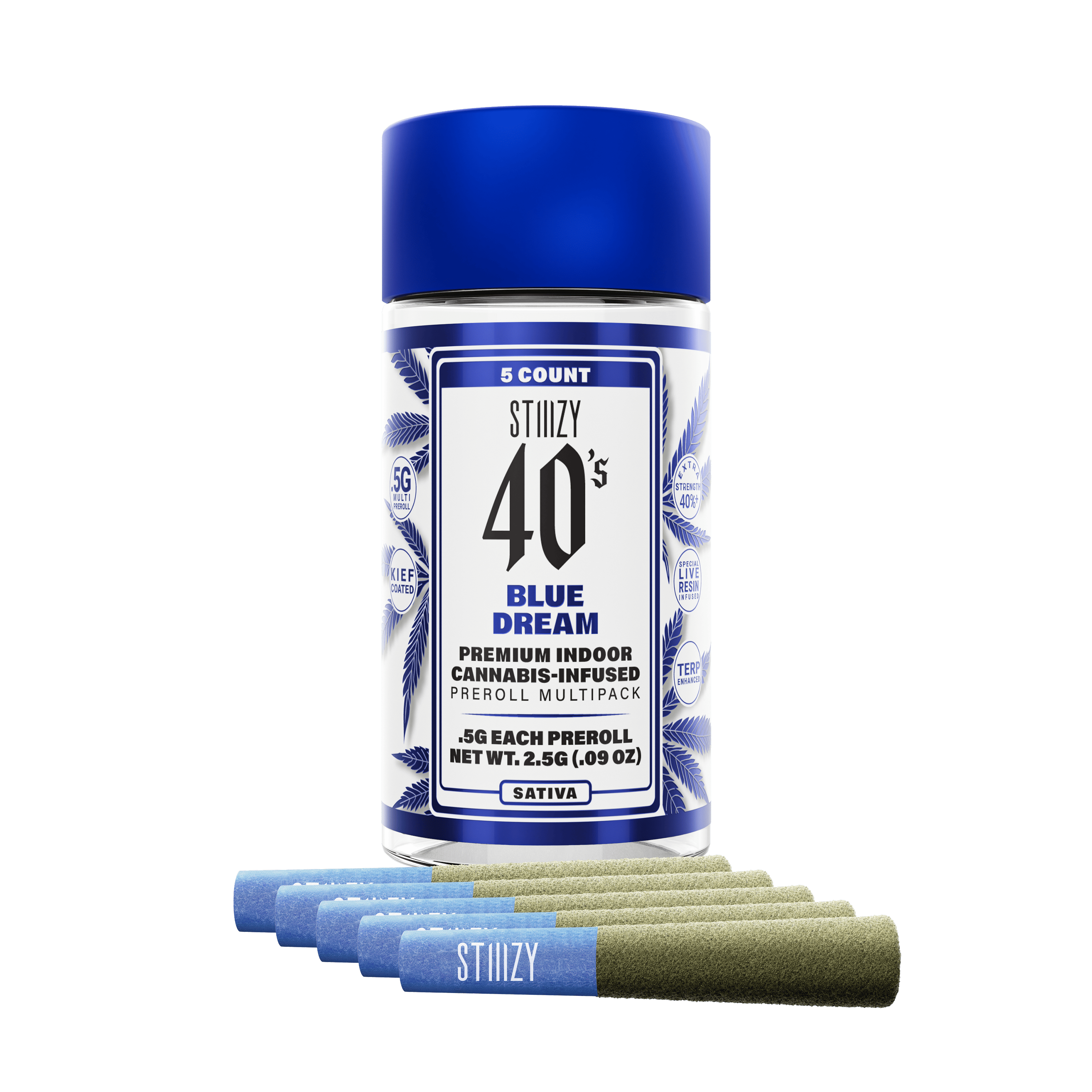 STIIIZY - BLUE DREAM - .5G 40's Infused Preroll 5 Pack — Infused Pre-Rolls