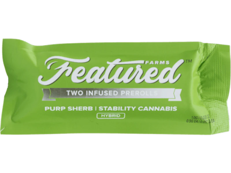 Rove Featured Farms · Infused Prerolls 2pk · Purp Sherb - H · 1.0g, Infused Pre-Rolls