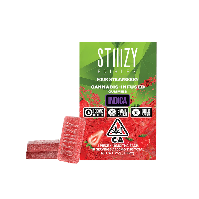 STIIIZY - SOUR STRAWBERRY - Gummies 100mg THC Edible, Edibles