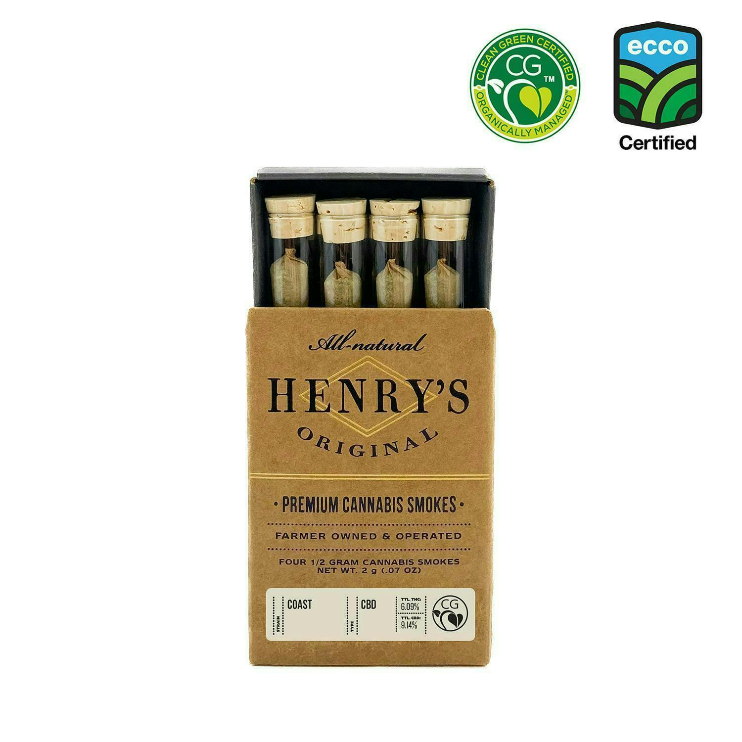 Henry's Original | Coast CBD | Joints | 0.5g each | 4pk