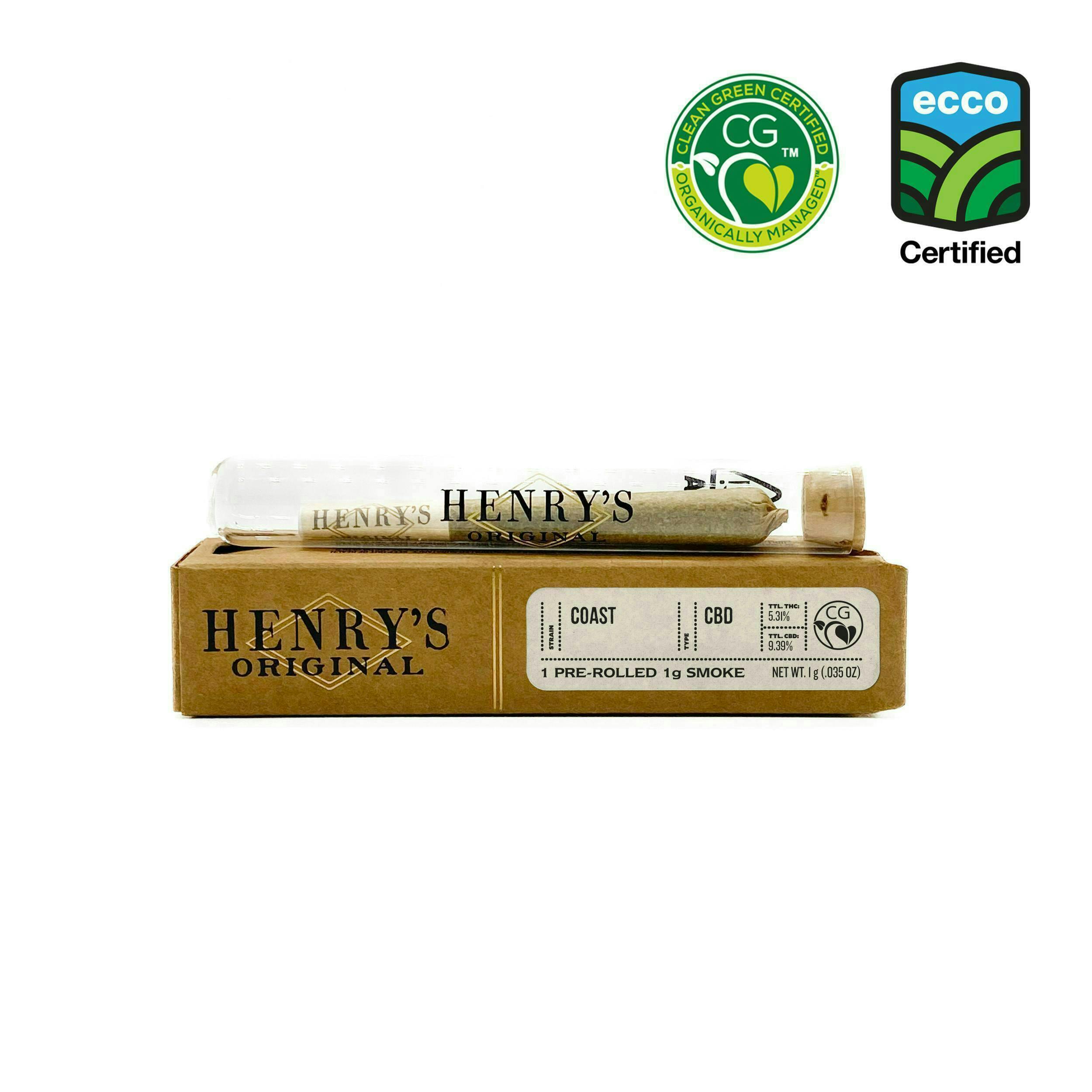 Henry's Original | Coast 2:1 CBD | Joint | 1g