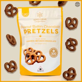 Peanut Butter Chocolate Covered Pretzels 300mg THC - Kind Farms Confections