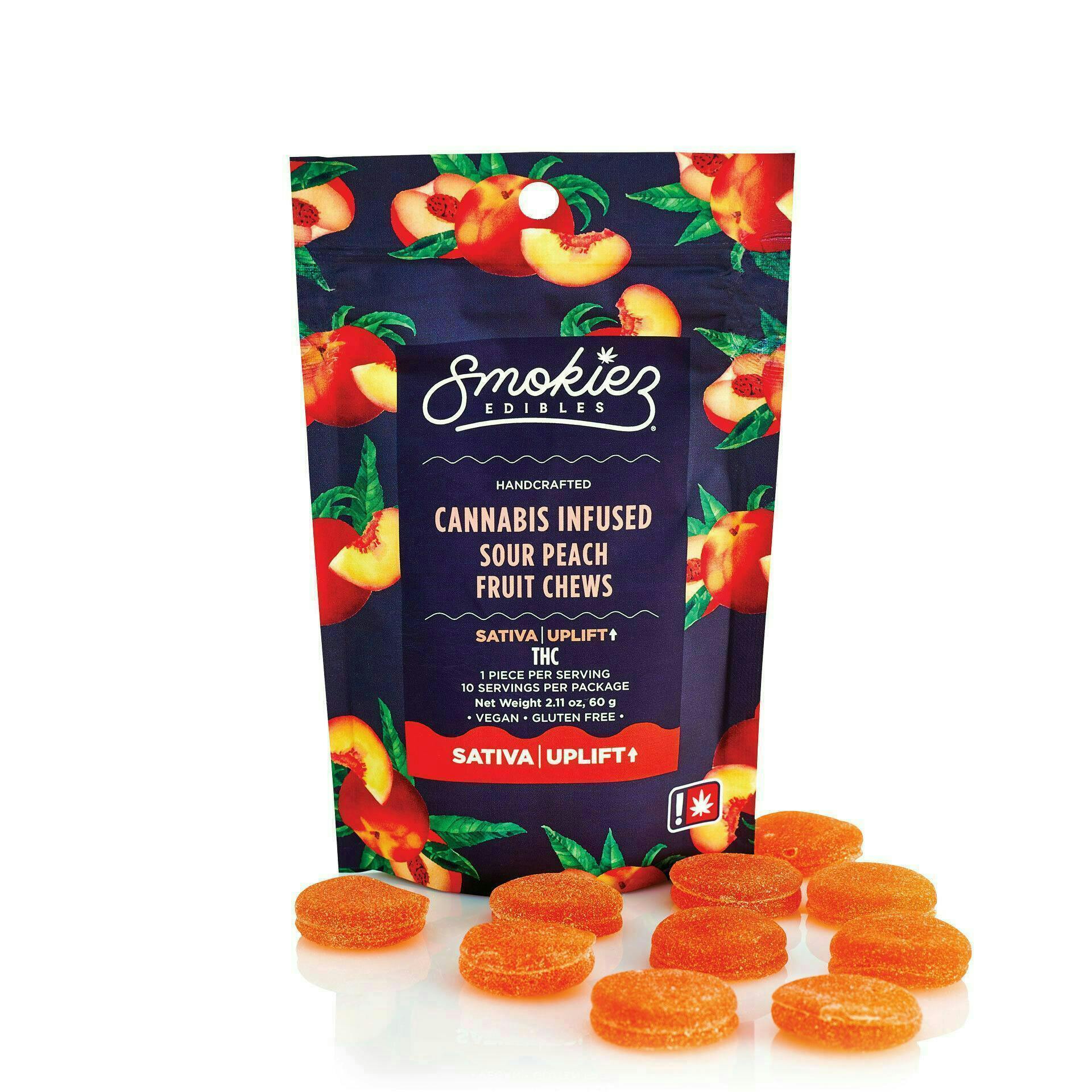 Sour Peach Gummies | 100mg | 10ct | 10mg/ea by Smokiez Edibles