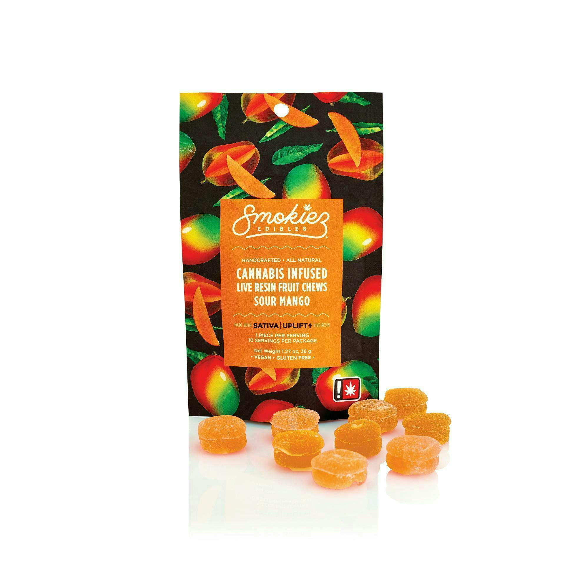Sour Mango Live Resin Gummies | 100mg | 10ct | 10mg/ea