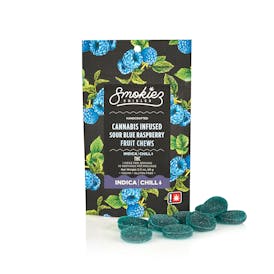 Sour Blue Raspberry Indica 100mg THC Fruit Chews - OR