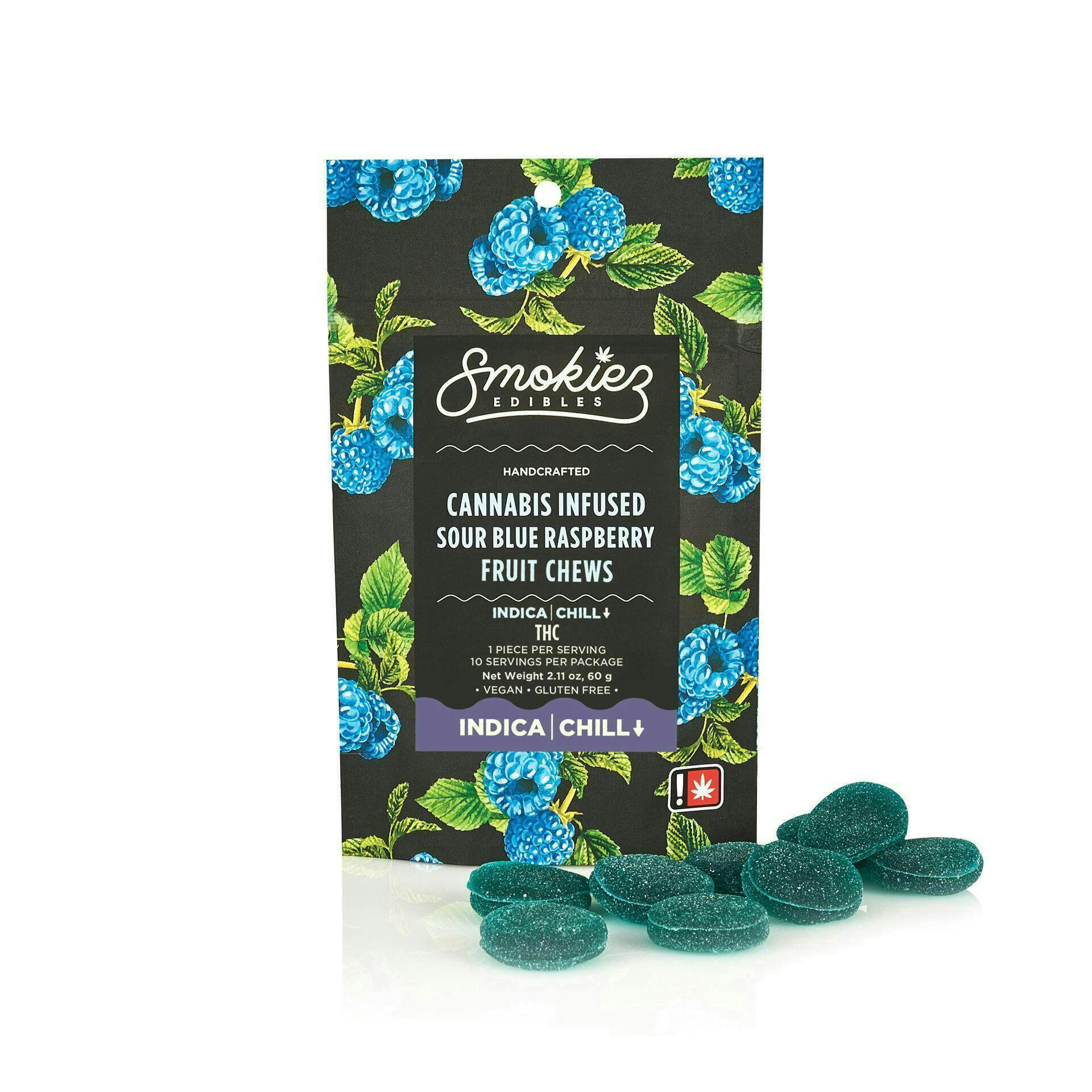 Sour Blue Raspberry Gummies | 100mg | 10ct | 10mg/ea by Smokiez Edibles