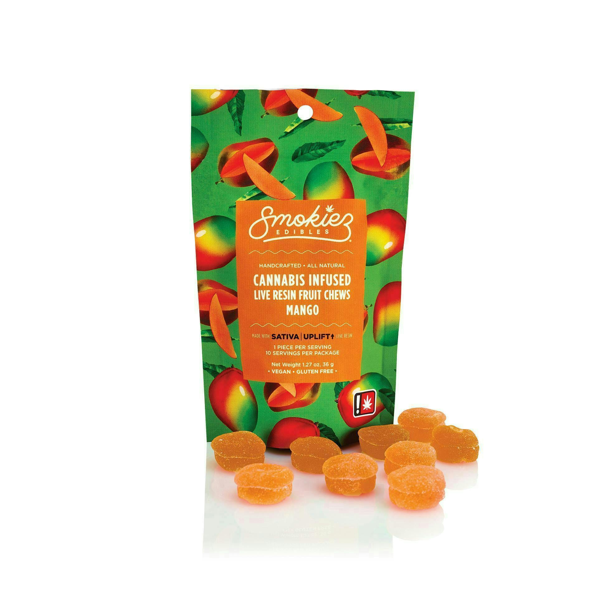 Mango Live Resin Gummies | 100mg | 10ct | 10mg/ea by Smokiez Edibles