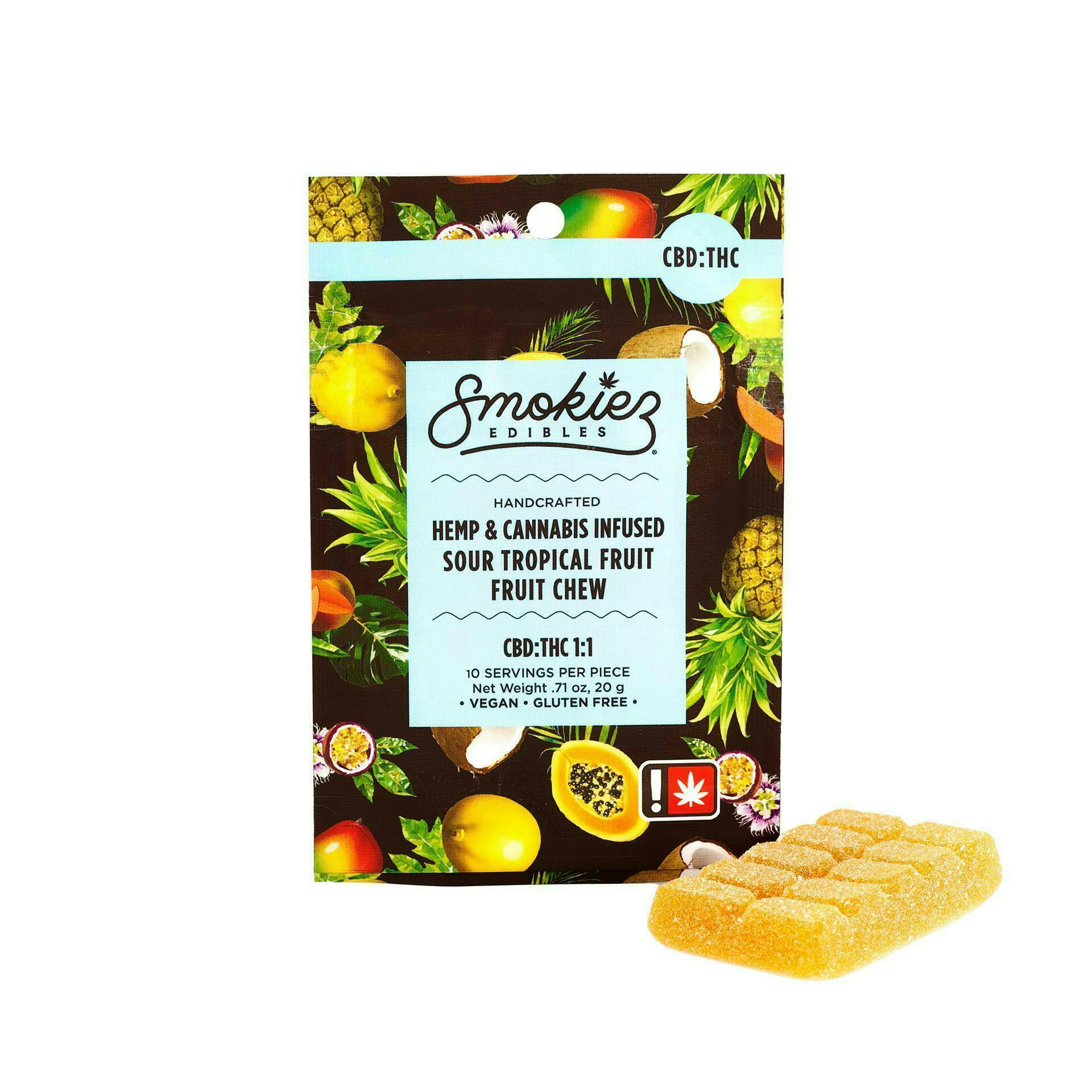 Sour Tropical Fruit Gummies 1:1 THC:CBD | 100mg | Single at The Farmacy Dispensary | Marijuana Products | Astoria, OR