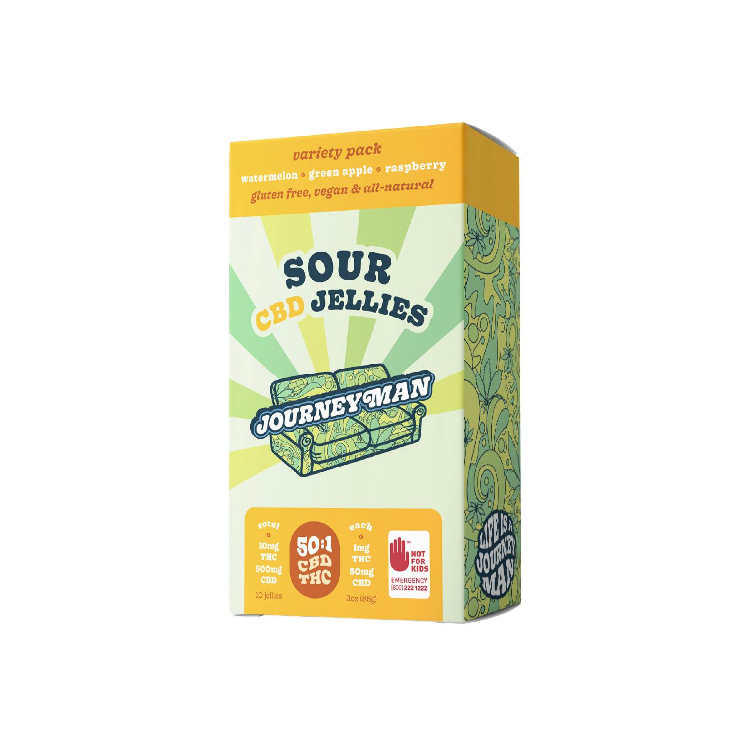 50:1 Sour CBD Jellies (500mg CBD/10mg THC)