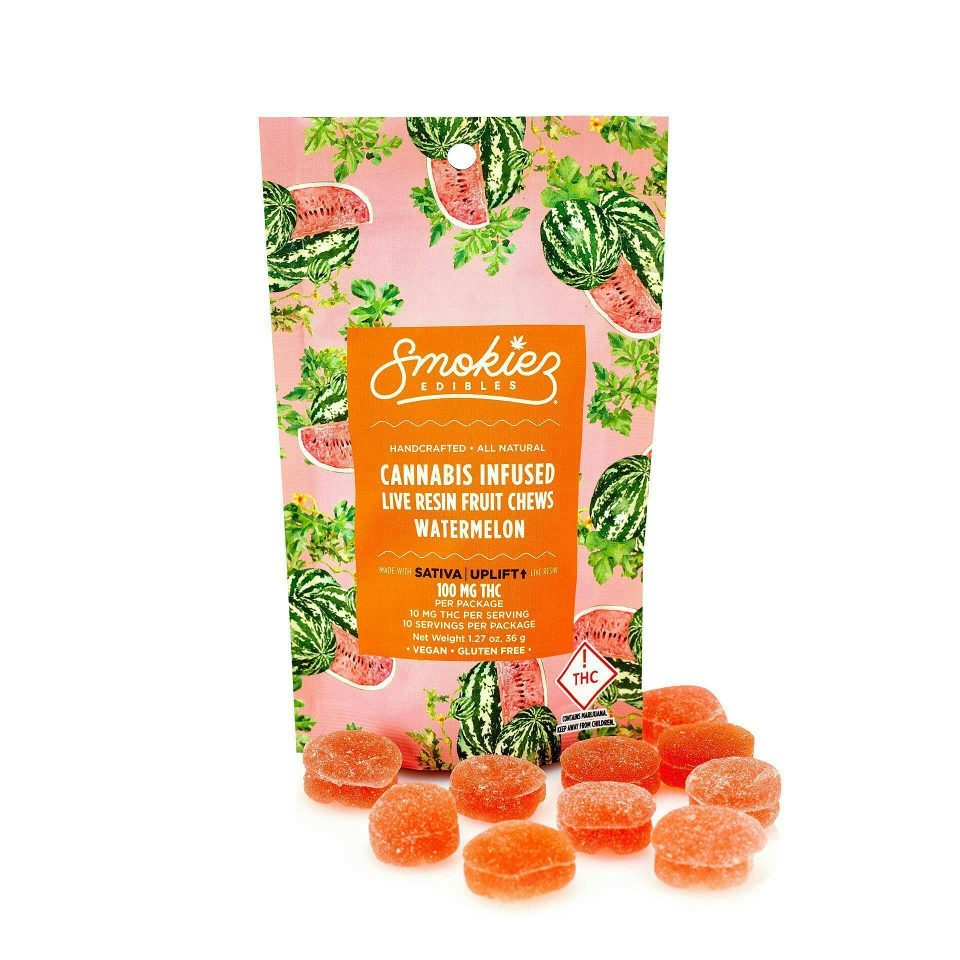 Watermelon Live Resin Fruit Chews | 100mg | 10ct | 10mg/ea