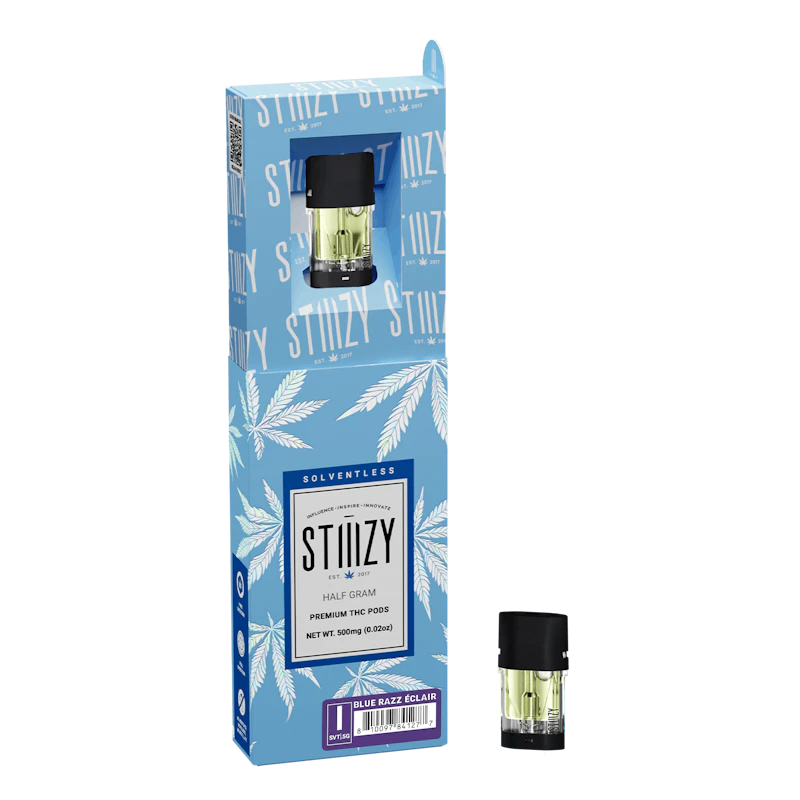 STIIIZY Vape Cartridge - BLUE RAZZ ECLAIR .5G Solventless Live Rosin Pod - STIIIZY, Cartridges