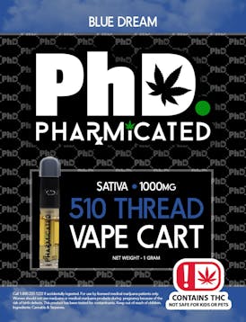 Pharmicated 510 Thread Vape Cart - 1000 mg- Blue Dream (S)