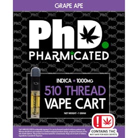 Pharmicated 510 Thread Vape Cart - 1000 mg - Grape Ape (I)
