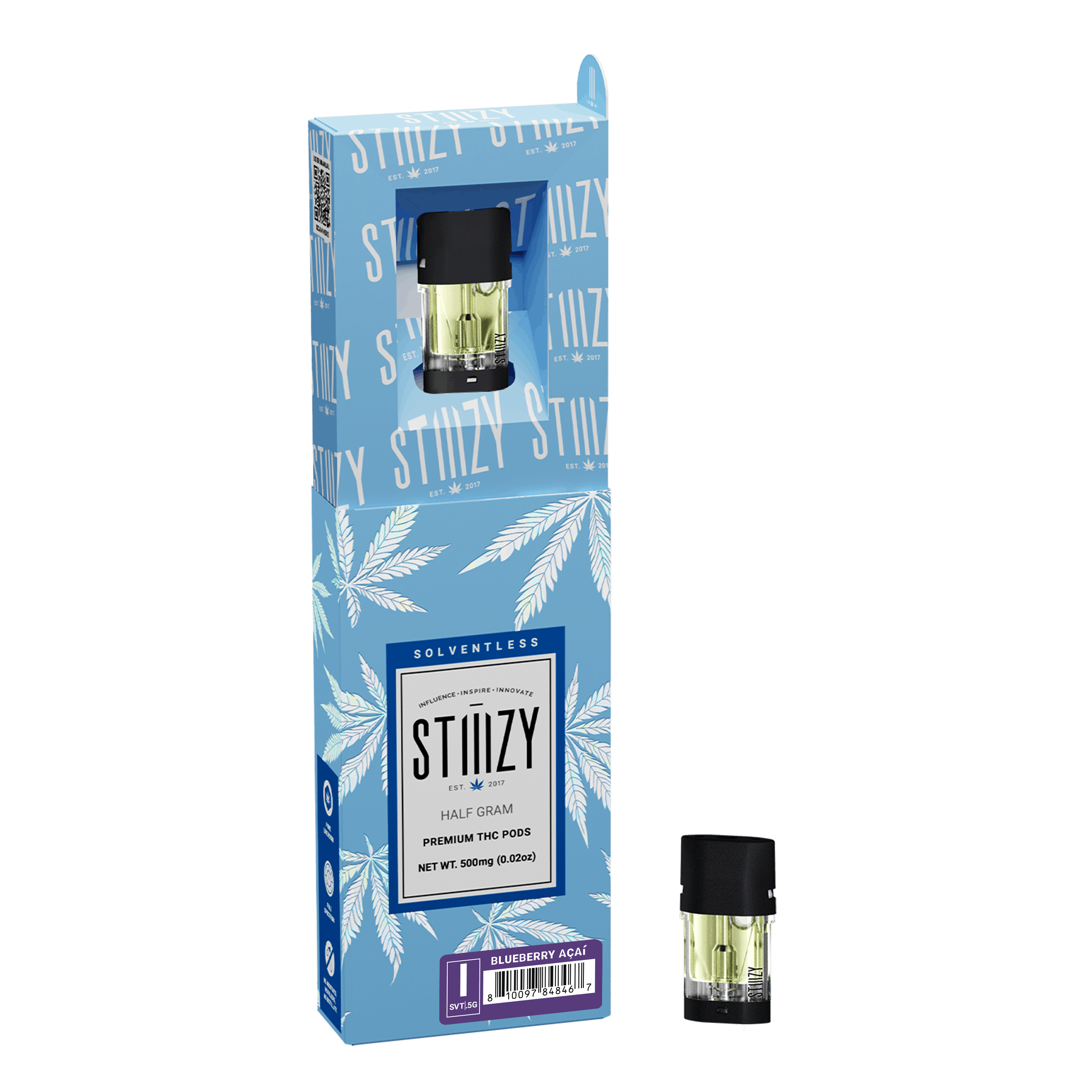 STIIIZY Vape Cartridge - BLUEBERRY ACAI .5G Solventless Live Rosin Pod - STIIIZY — Cartridges