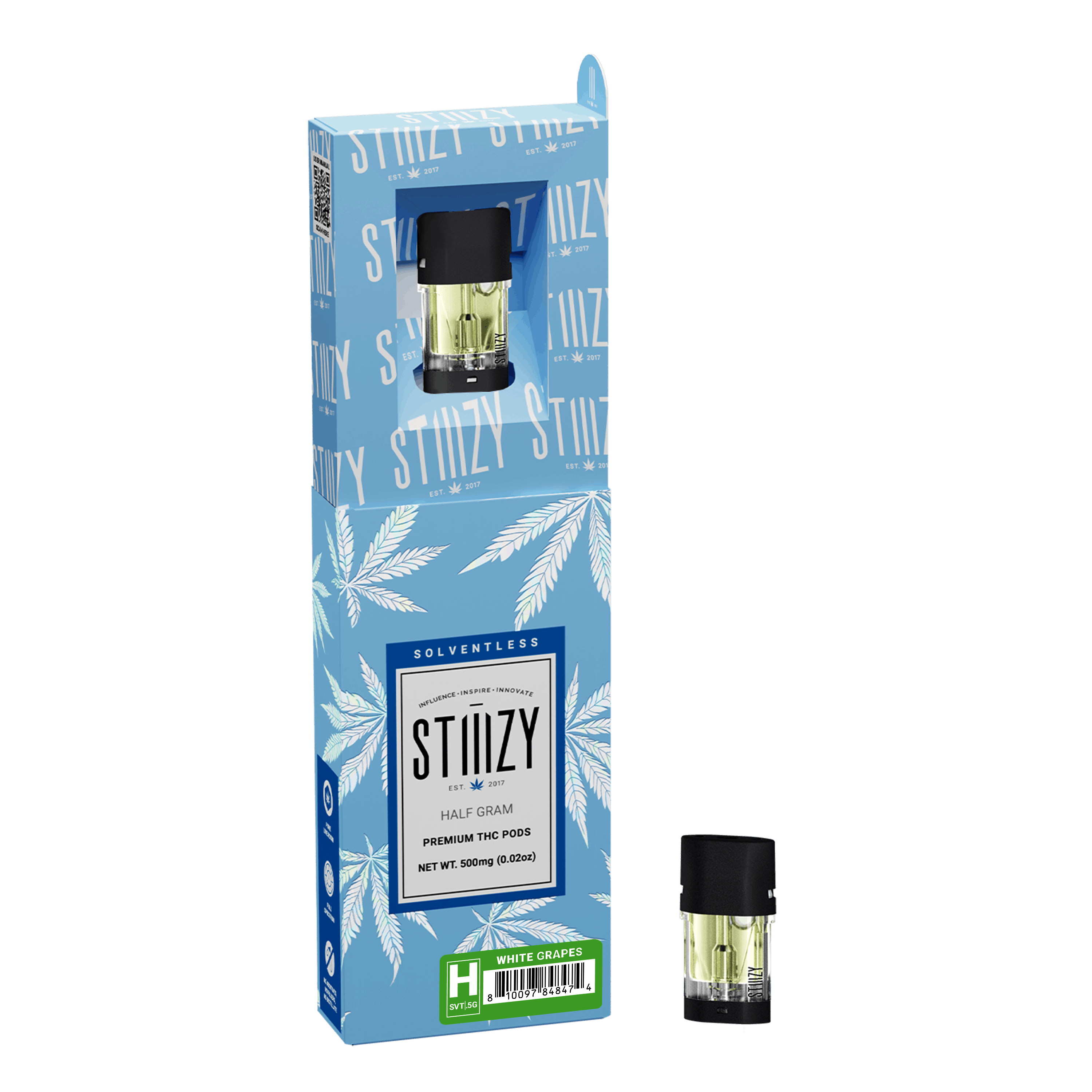 STIIIZY Vape Cartridge - WHITE GRAPES .5G Solventless Live Rosin Pod - STIIIZY — Cartridges