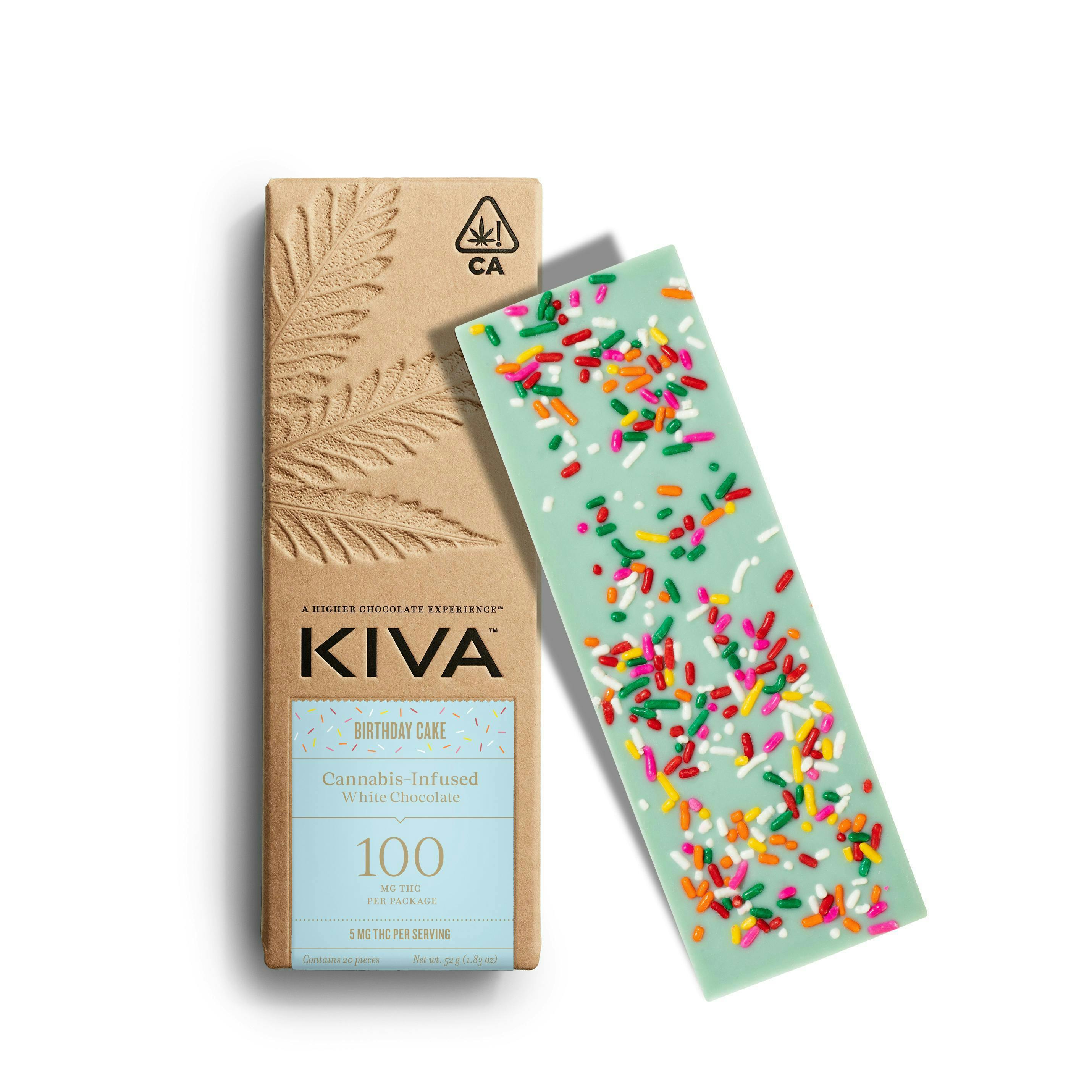 Birthday Cake White Chocolate Bar | 100mg | 20ct | 5mg/ea by Kiva Confections