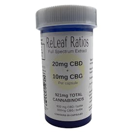 20mg CBD : 10mg CBG Capsules (30 Per Bottle)