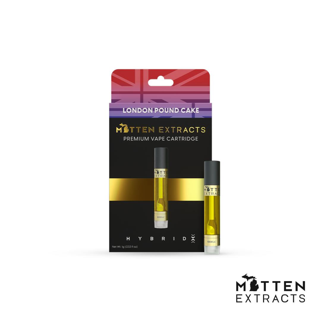 Mitten Extracts London Pound Cake 1g Vape Cartridge (Hybrid) Mitten
