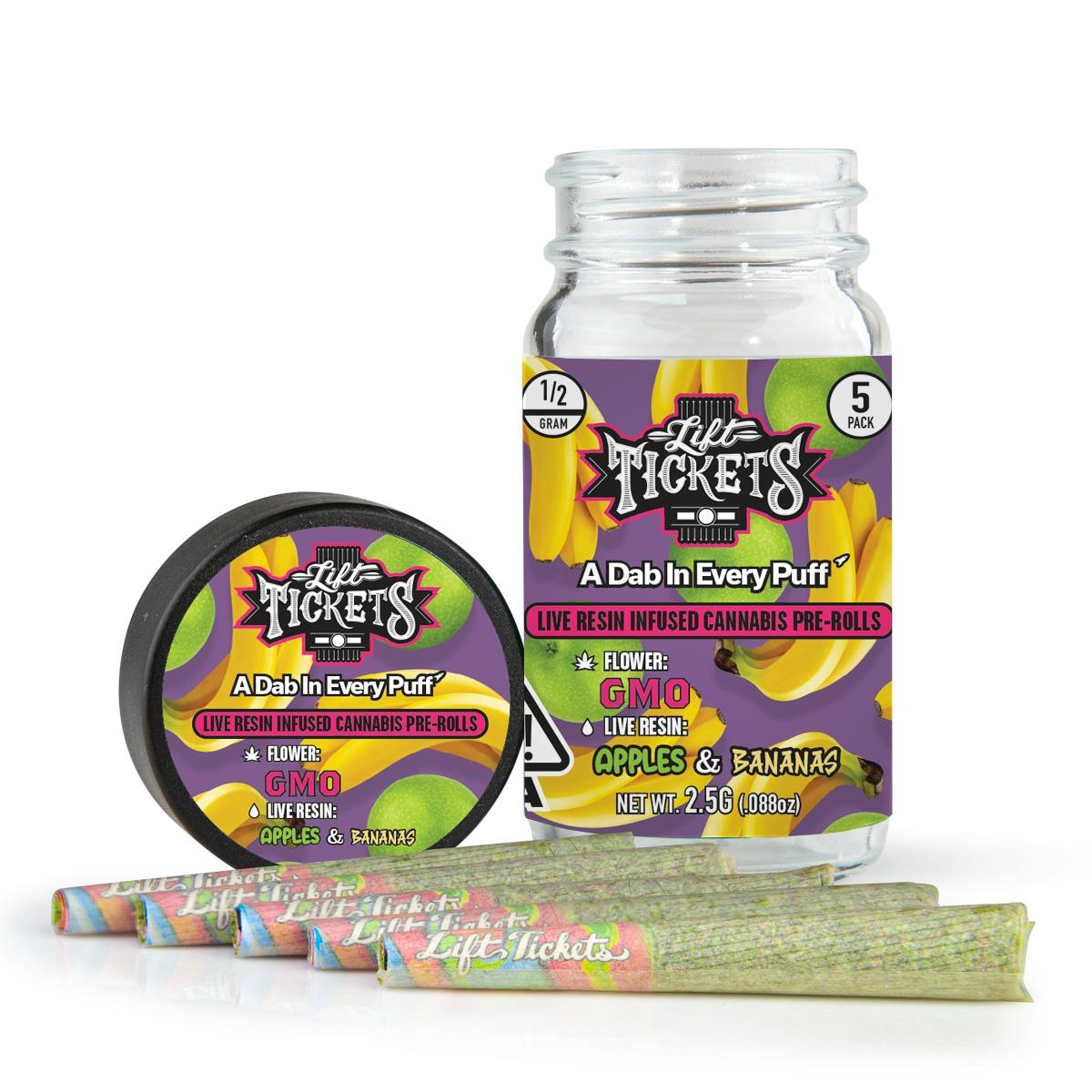 GMO x Apples & Bananas - Infused Pre-Roll 5-Pack - Lift Tickets
