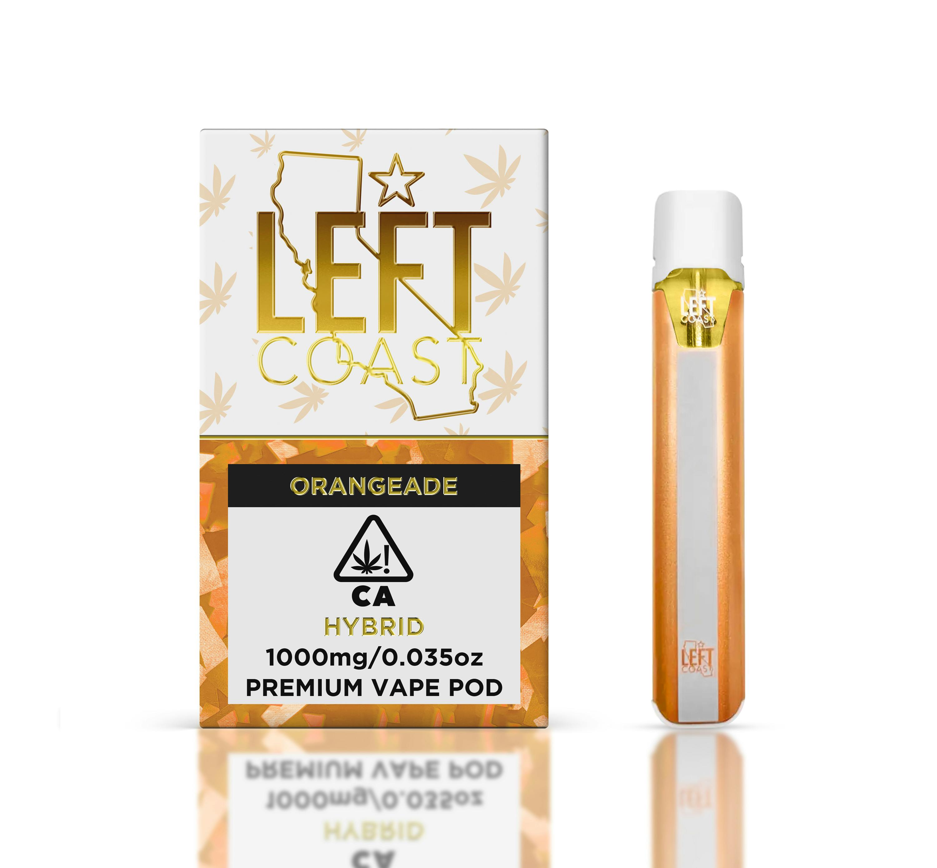 left botanical △ pod ORANGEADE-Premium THC Pod 1G - LEFT COAST