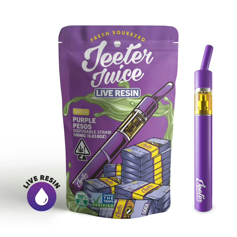 Jeeter Purple Pesos · Live Resin Straw Disposable · 0.5g, Disposables