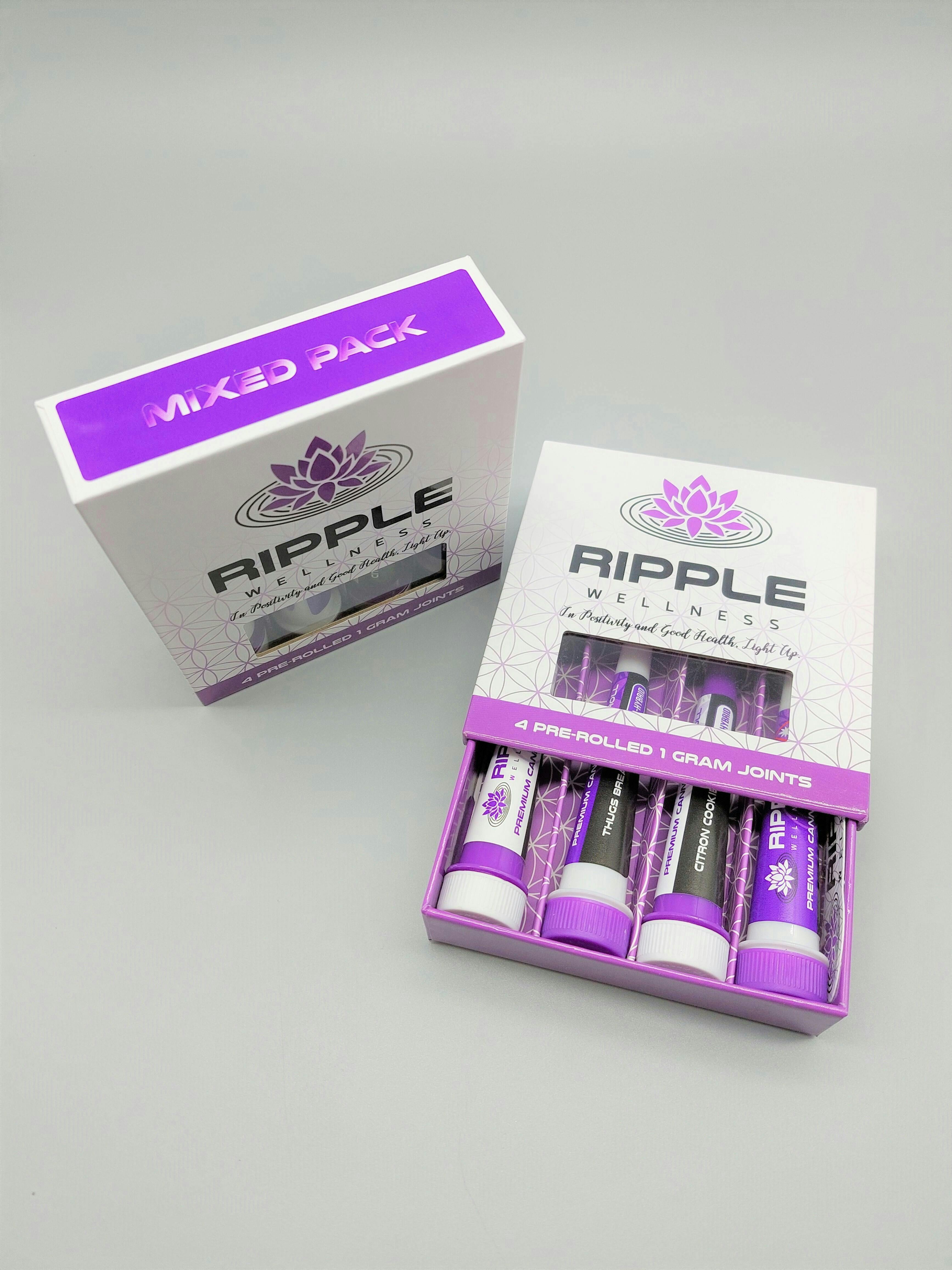 Pre Roll 4pk - Mixed INDICA & SATIVA Pack by Ripple Wellness
