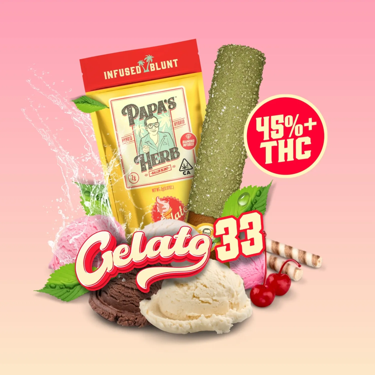 Papa's Herb - Papa's Herb - Gelato 33 - 1g Diamond Infused Blunt Main Image