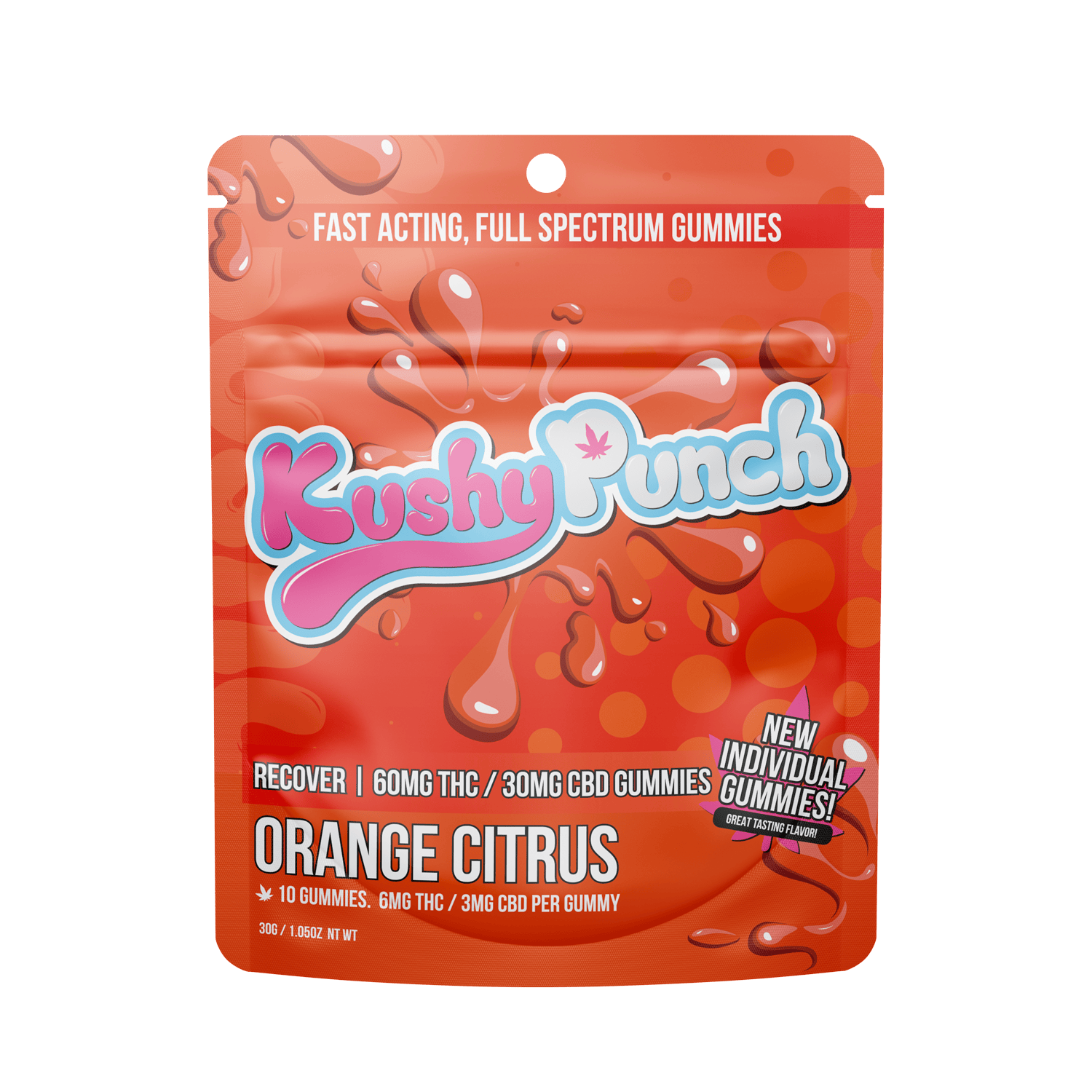 Kushy Punch Recover (2:1) Orange Citrus - INDIVIDUAL GUMMIES 90MG