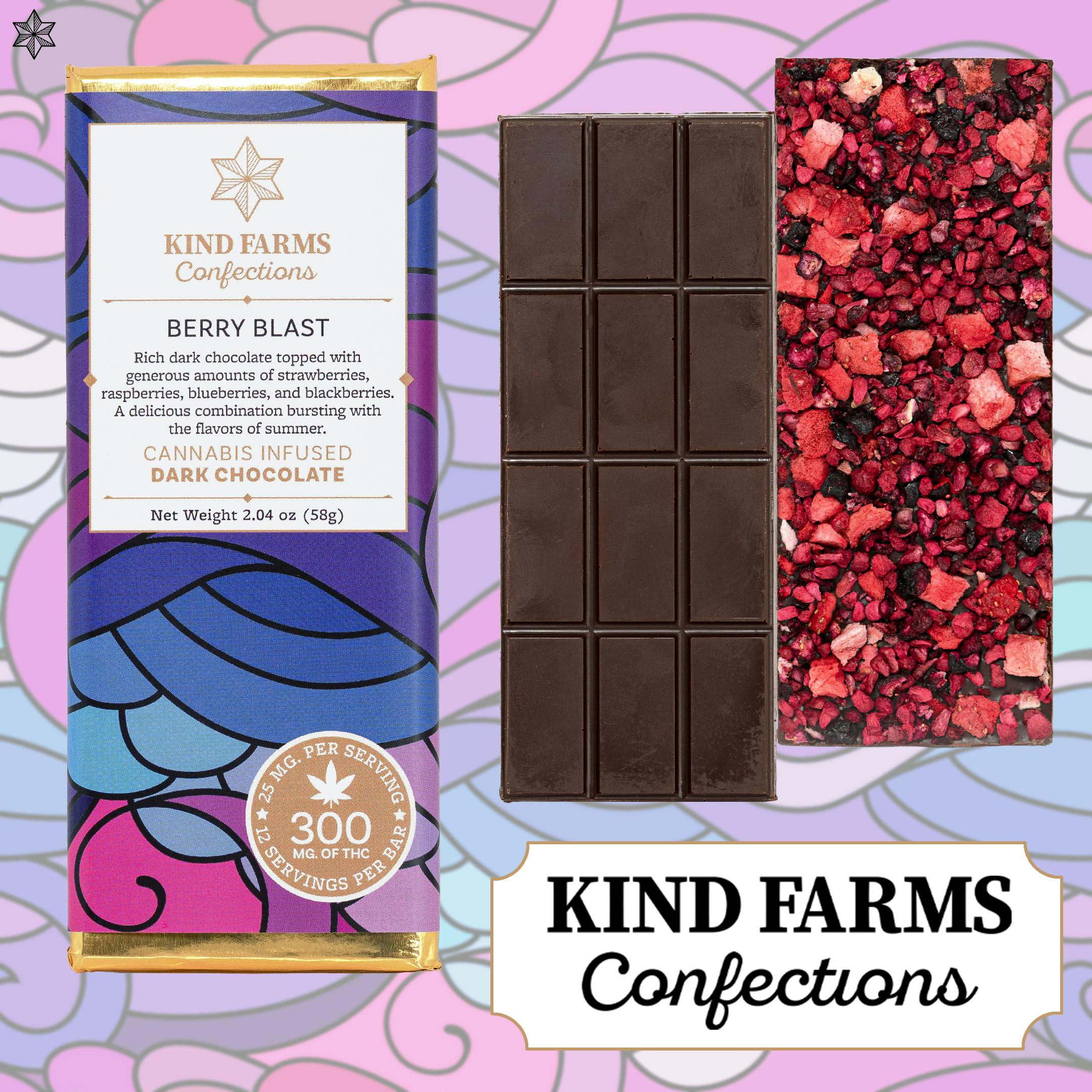Berry Blast Bar 300mg THC - Kind Farms Confections by Kind Farms Reserve
