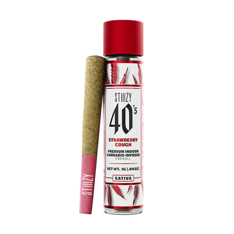 STIIIZY - STRAWBERRY COUGH - 1G 40's Infused Preroll, Infused Pre-Rolls